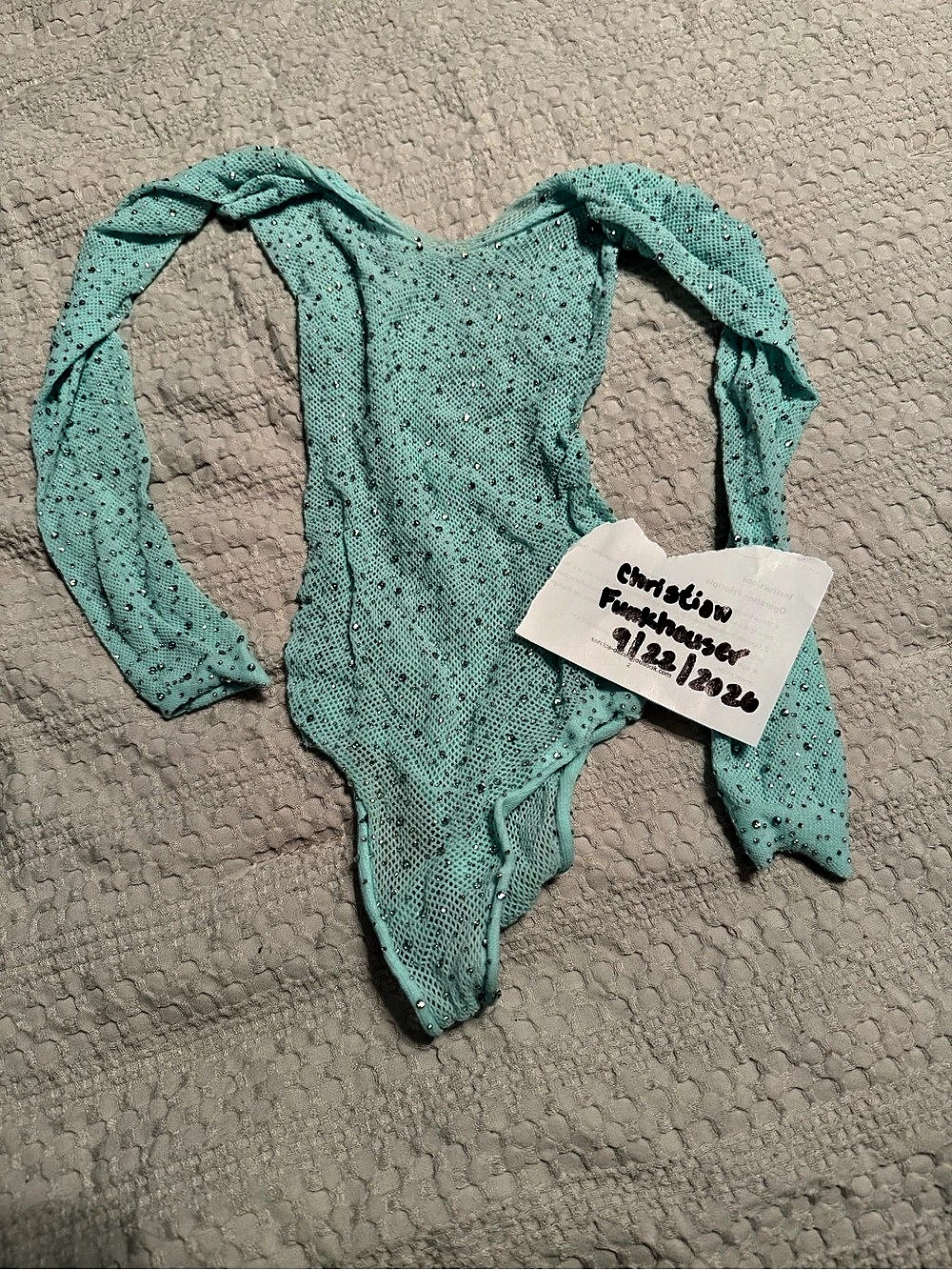 Baby blue rhinestone body suit